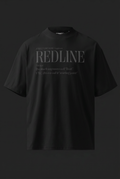 Black t-shirt with 'REDLINE' text on a black background