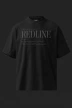 Black t-shirt with 'REDLINE' text on a black background